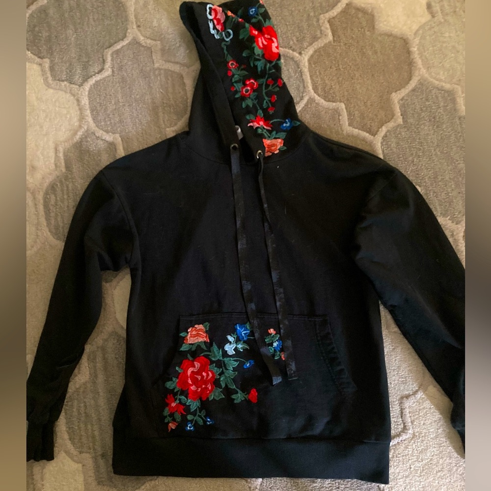 Asos Floral Embroidery Black Hoodie